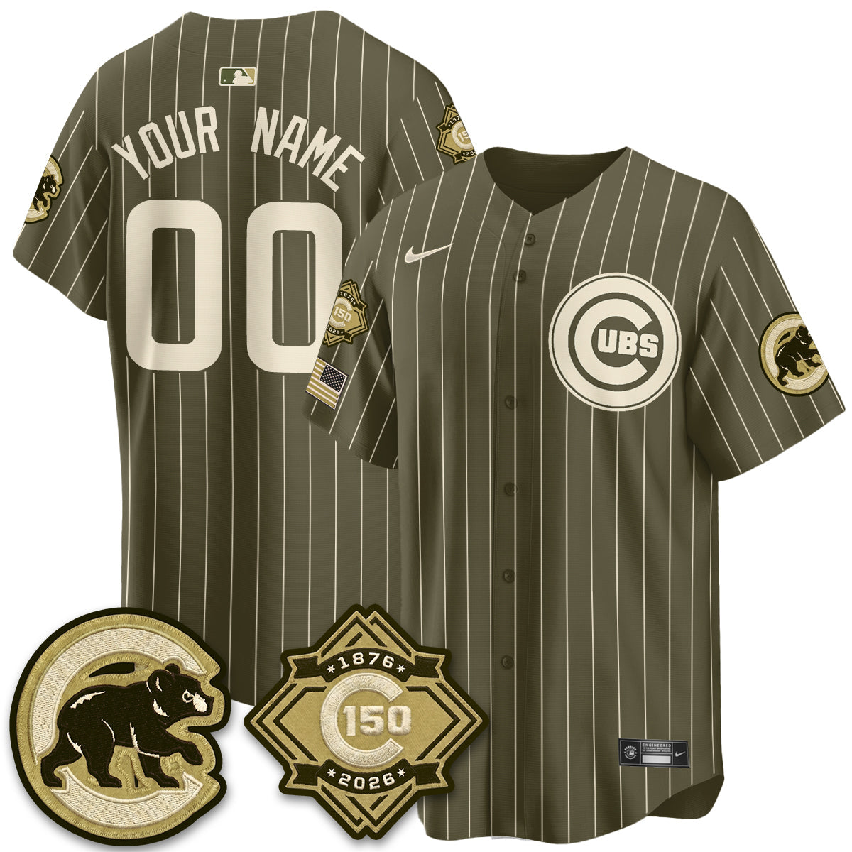 CHC New Era Olive 2026 Armed Forces Day Custom Jersey -All Stitched
