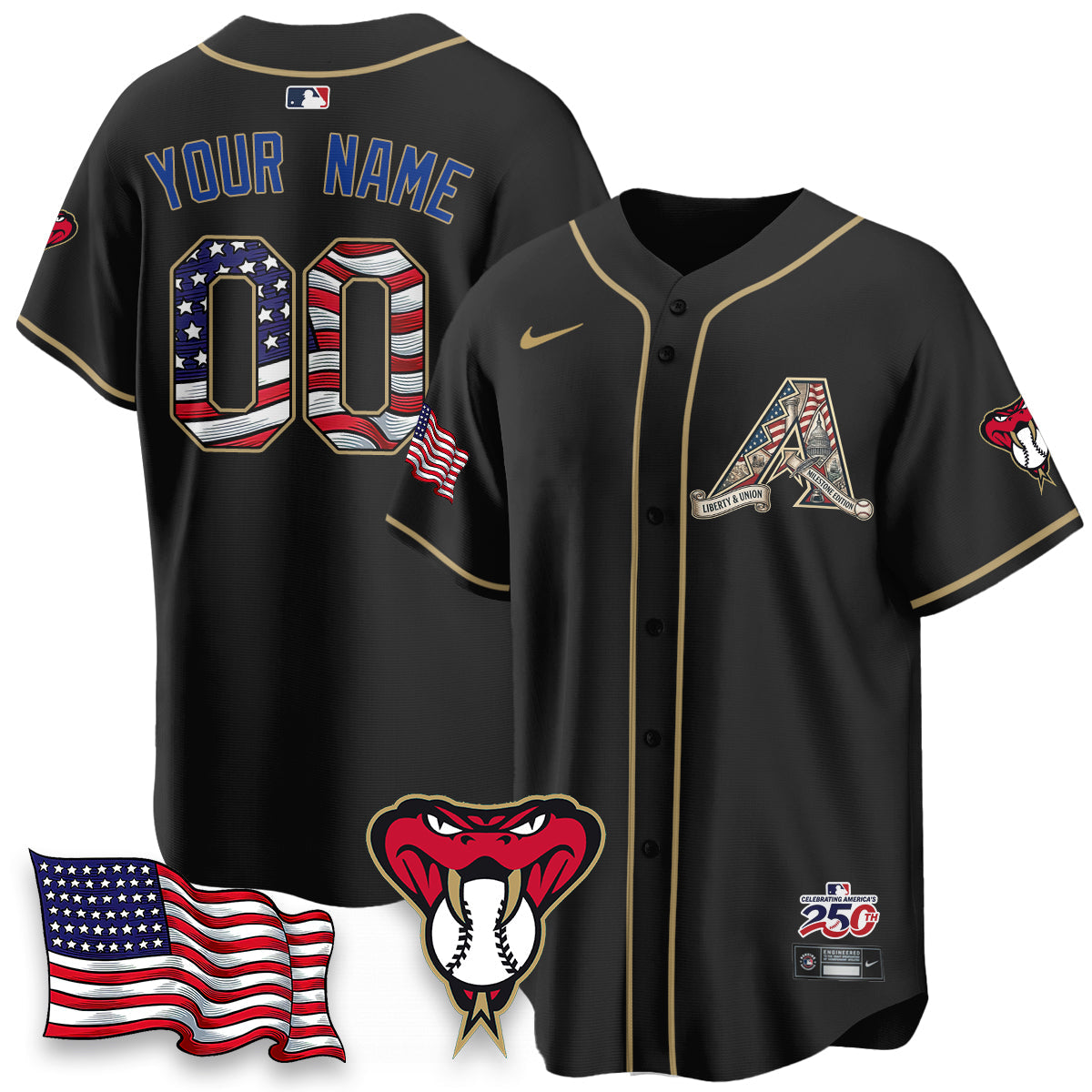 ARI 2026 Independence Day USA Vapor Limited Custom Jersey - Stitched