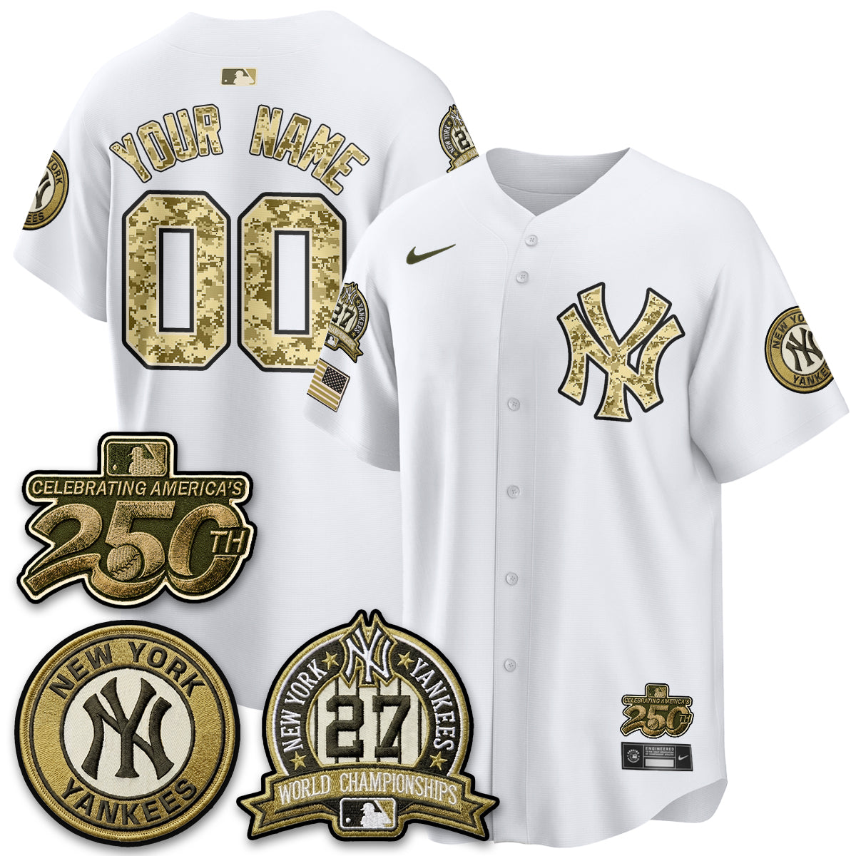 NYY Salute to Service 2026 Vapor Limited Custom Jersey - Stitched