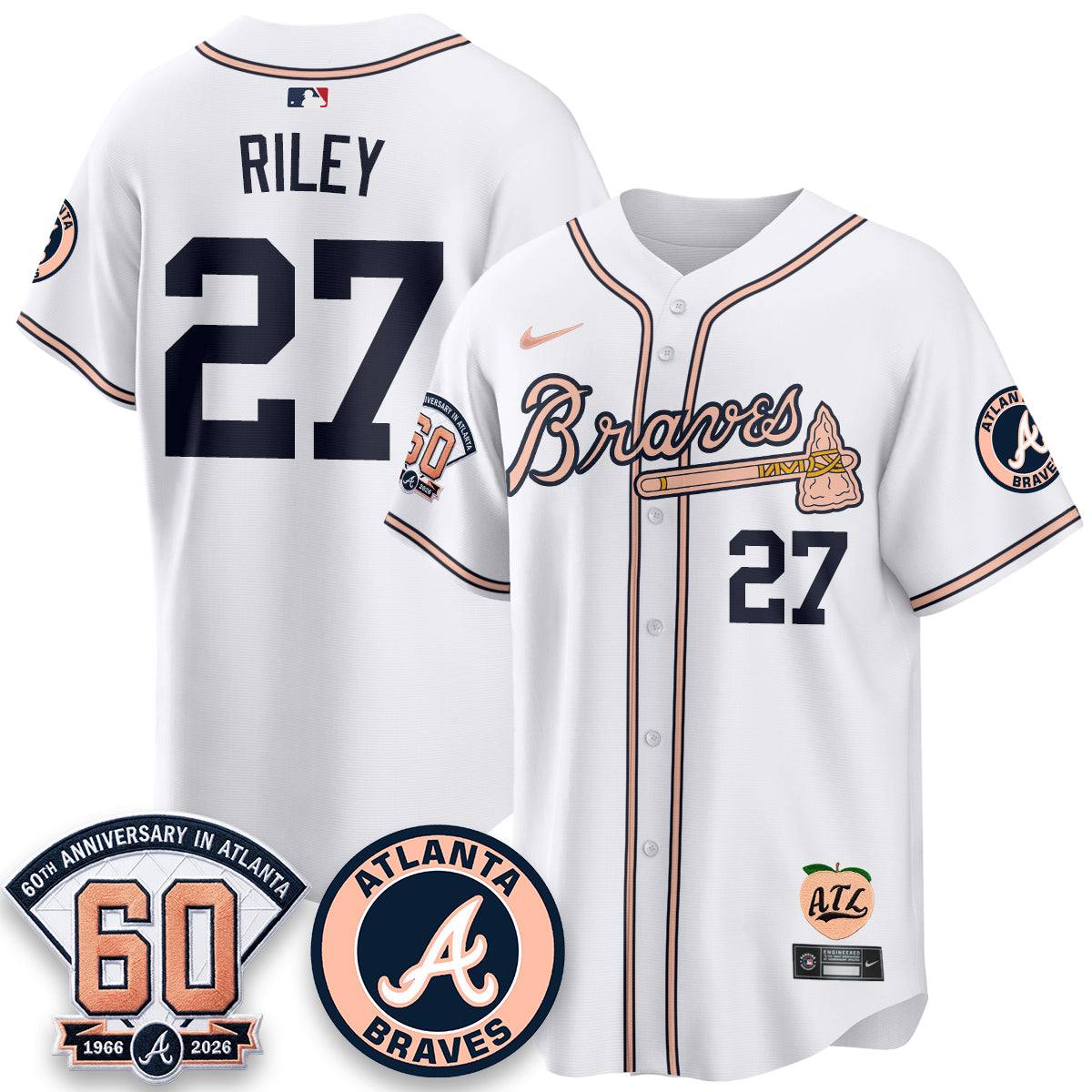 ATL 60th Anniversary Peach Edition Vapor Premier Limited Jersey - All Stitched