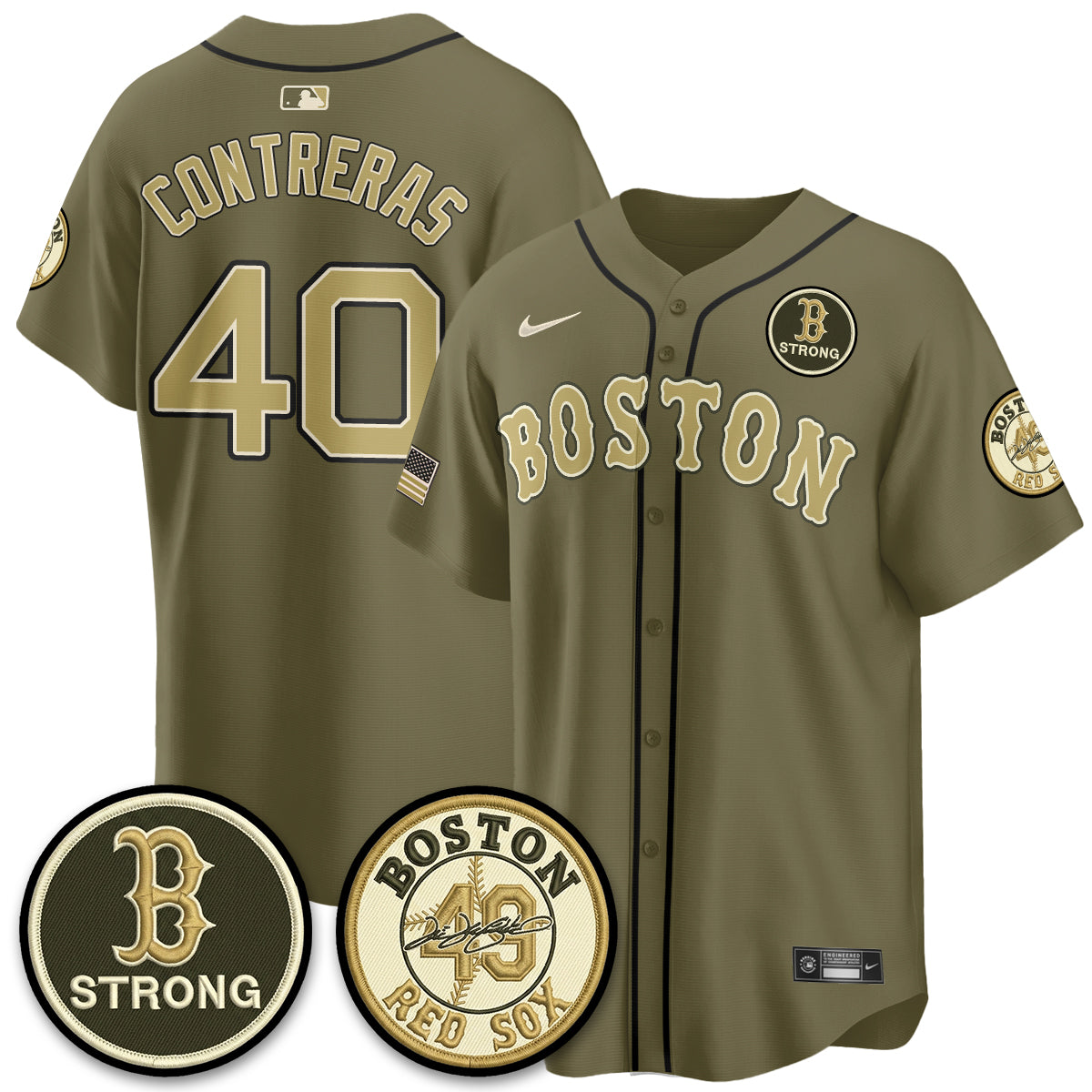 BOS New Era Olive 2026 Armed Forces Day Jersey - Stitched