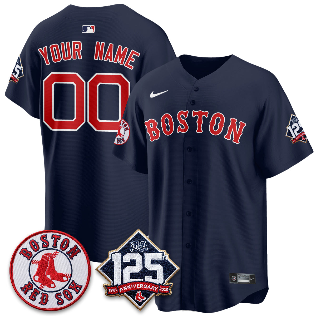 BOS 125th Anniversary Patch Vapor Custom Jersey - Stitched
