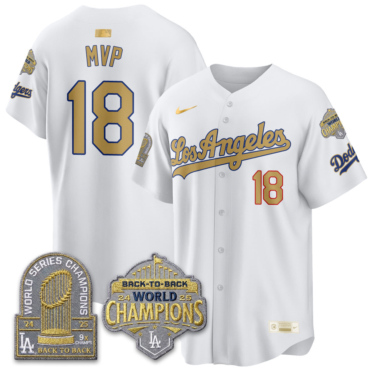 LAD Gold Collection Limited Gold Jersey - 9x & B2B Champs - Stitched