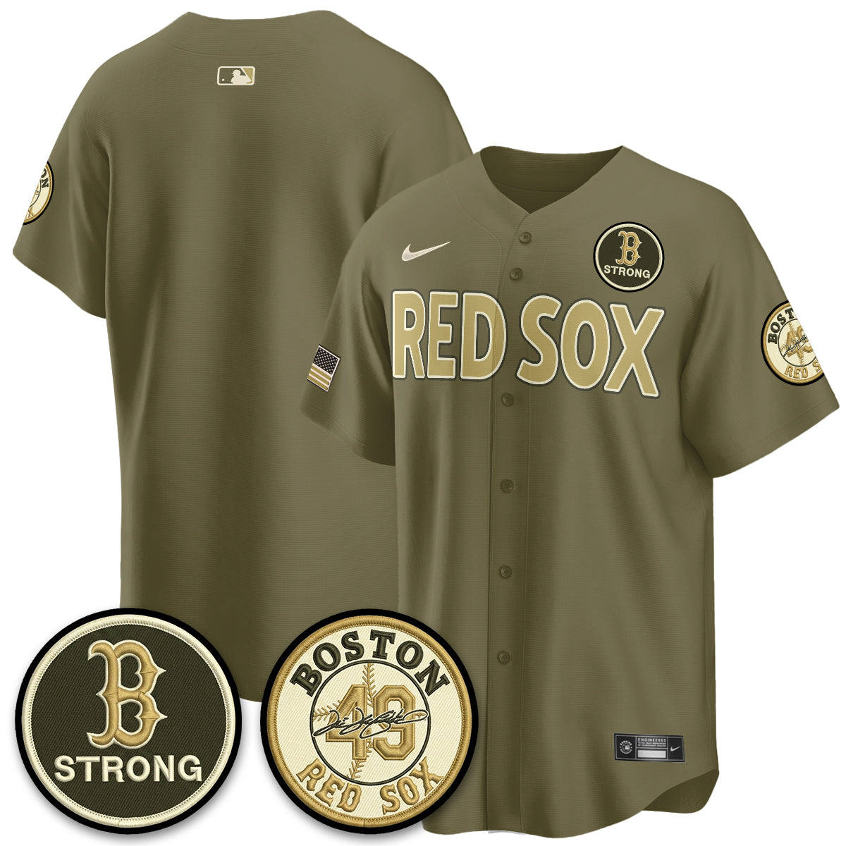 BOS New Era Olive 2026 Armed Forces Day Jersey - Stitched