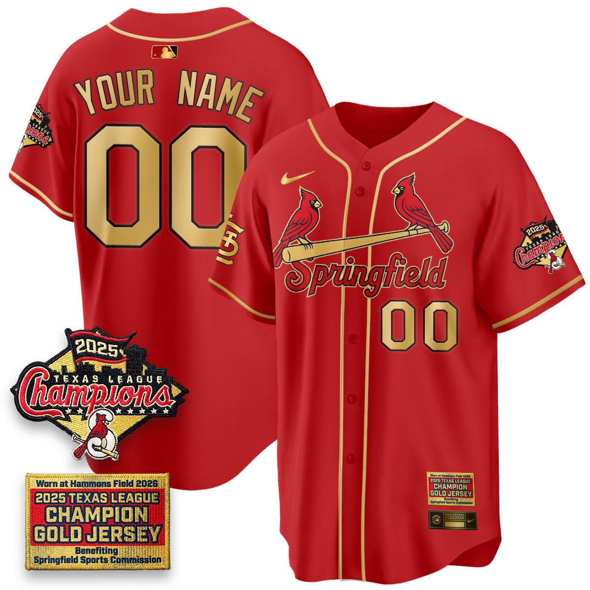STL Springfield's Championship Gold Limited Custom Jerseys - All Stitched