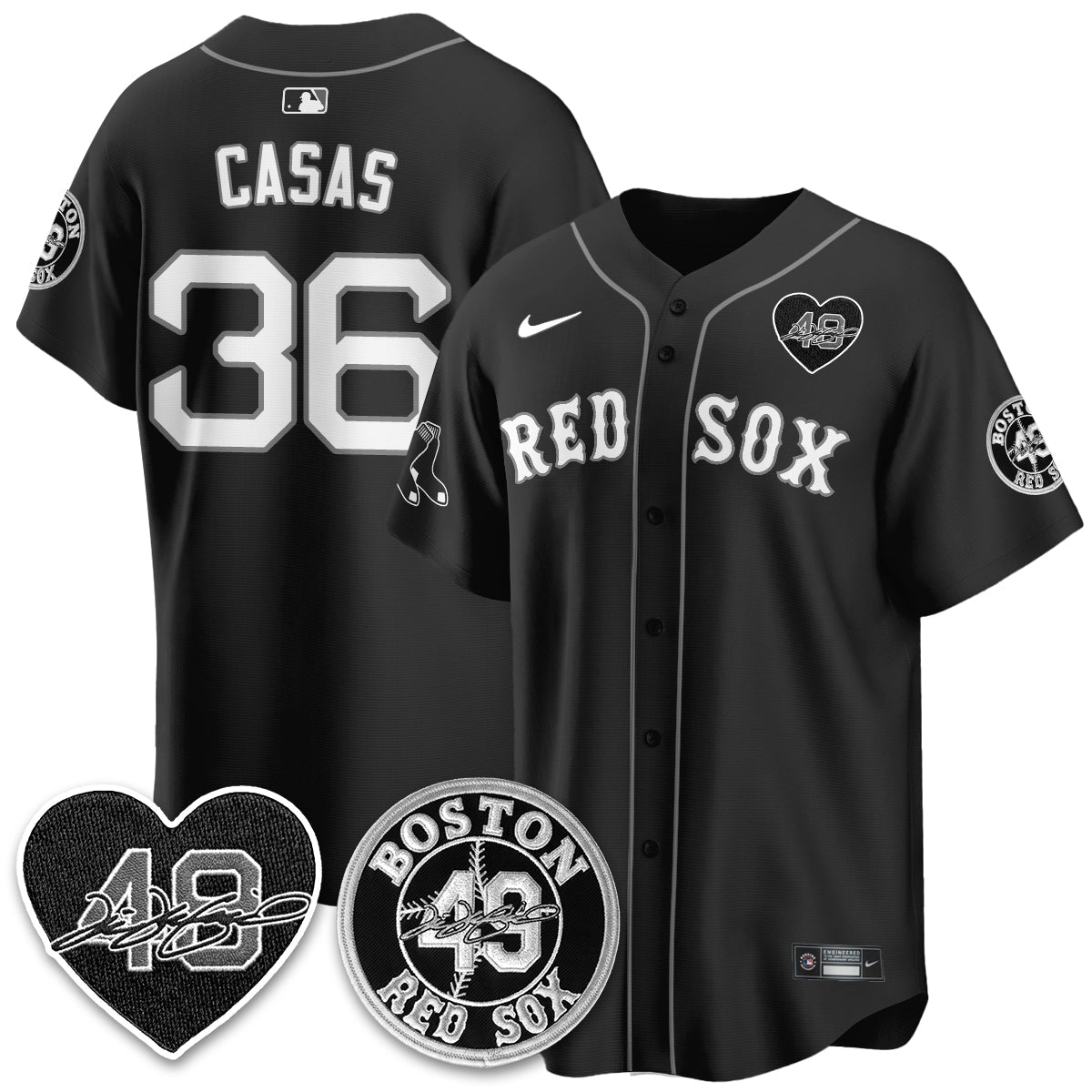 BOS Tim Wakefield Memorial Patch Vaper Premier Limited Jersey - All Stitched