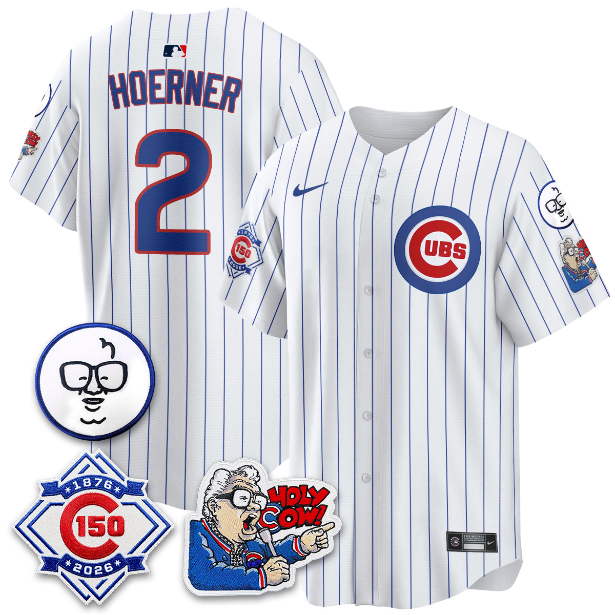 CHC 150th Anniversary Harry Caray Holy Cow Limited Navy Jersey - Stitched V2