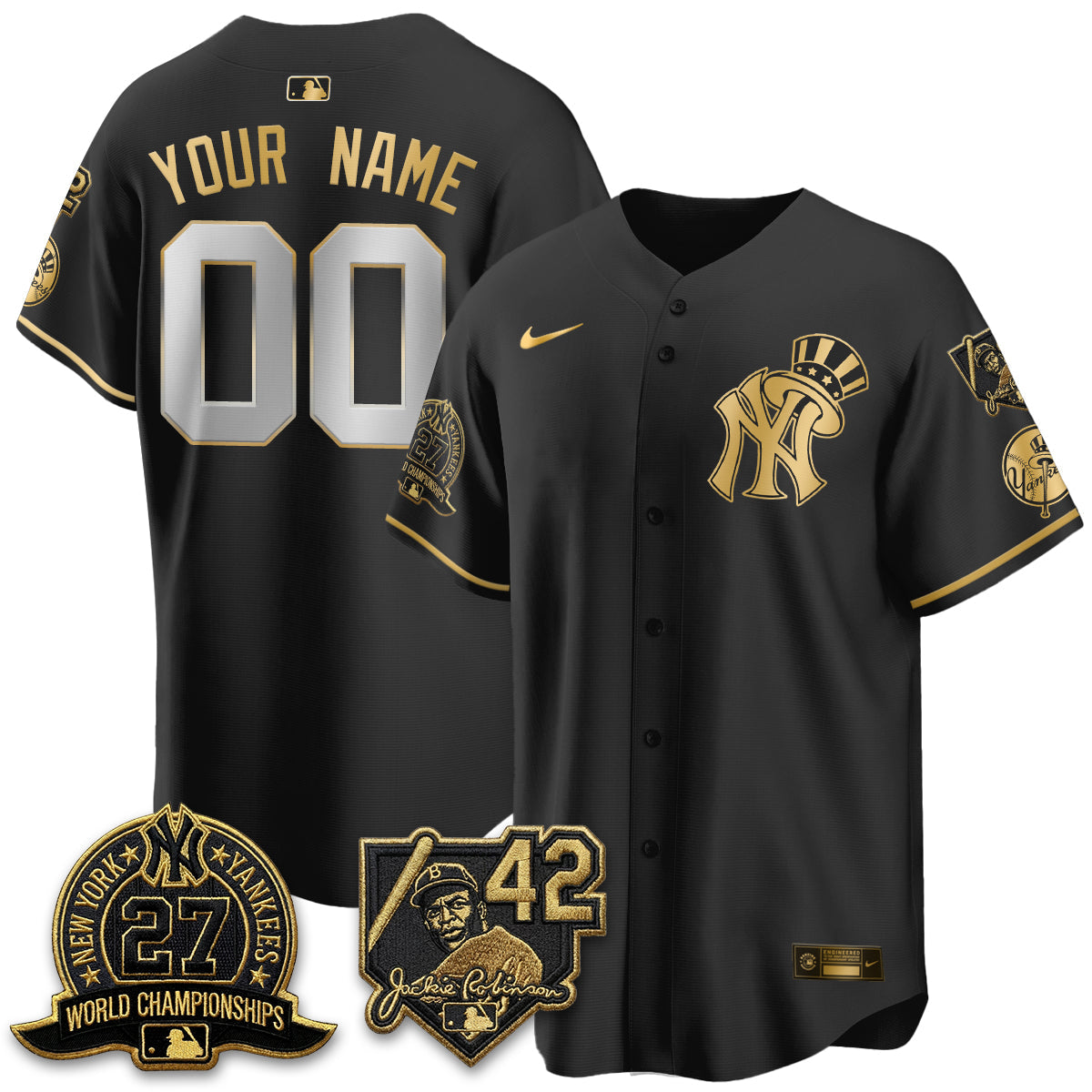 NYY 2026 Jackie Robinson Day Vapor Limited Gold Edition Custom Jersey - All Stitched - V2