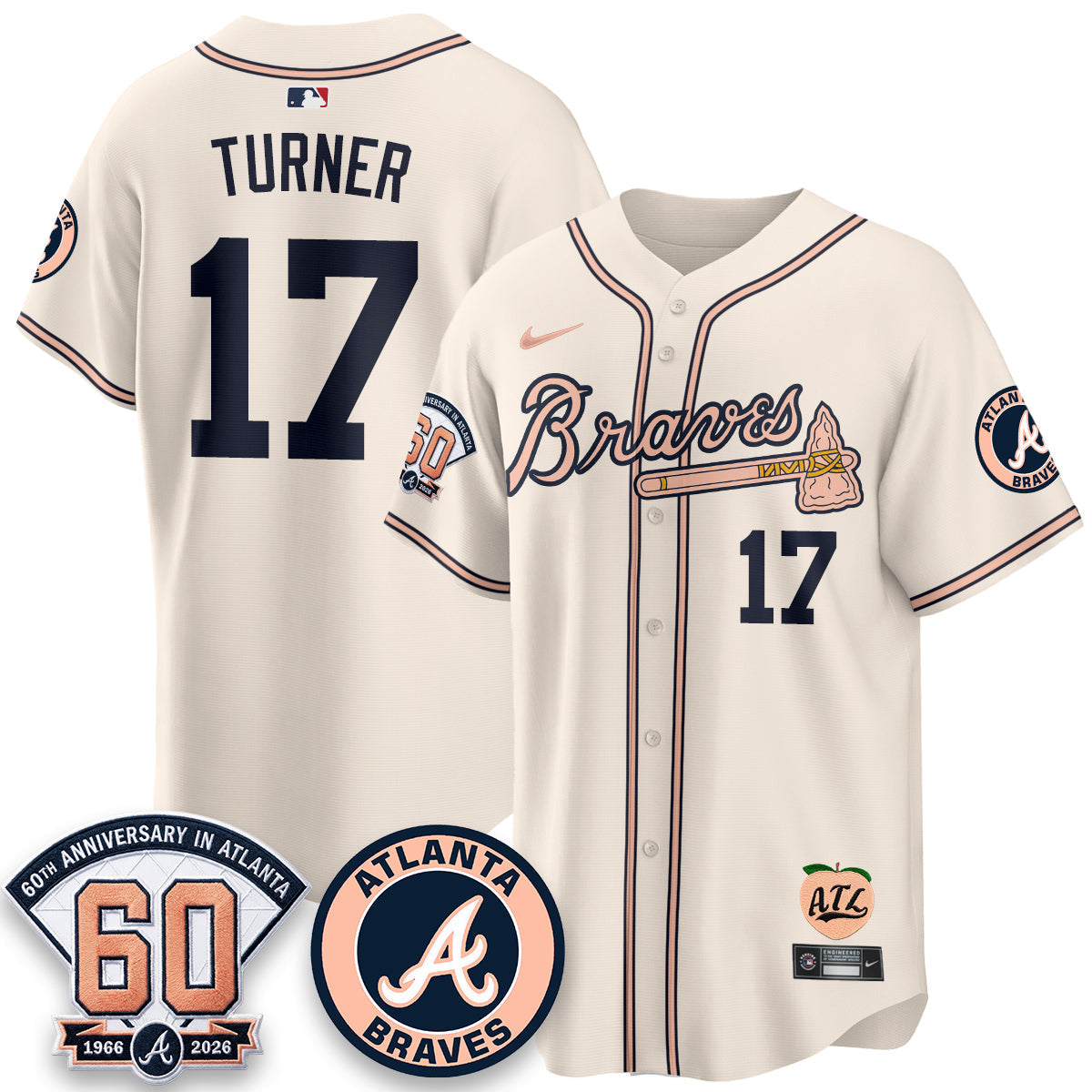 ATL 60th Anniversary Peach Edition Vapor Premier Limited Jersey - Stitched (28)
