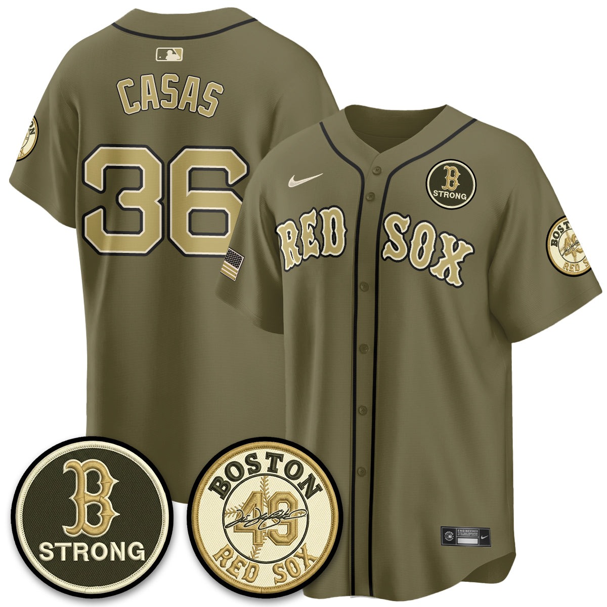 BOS New Era Olive 2026 Armed Forces Day Jersey - Stitched