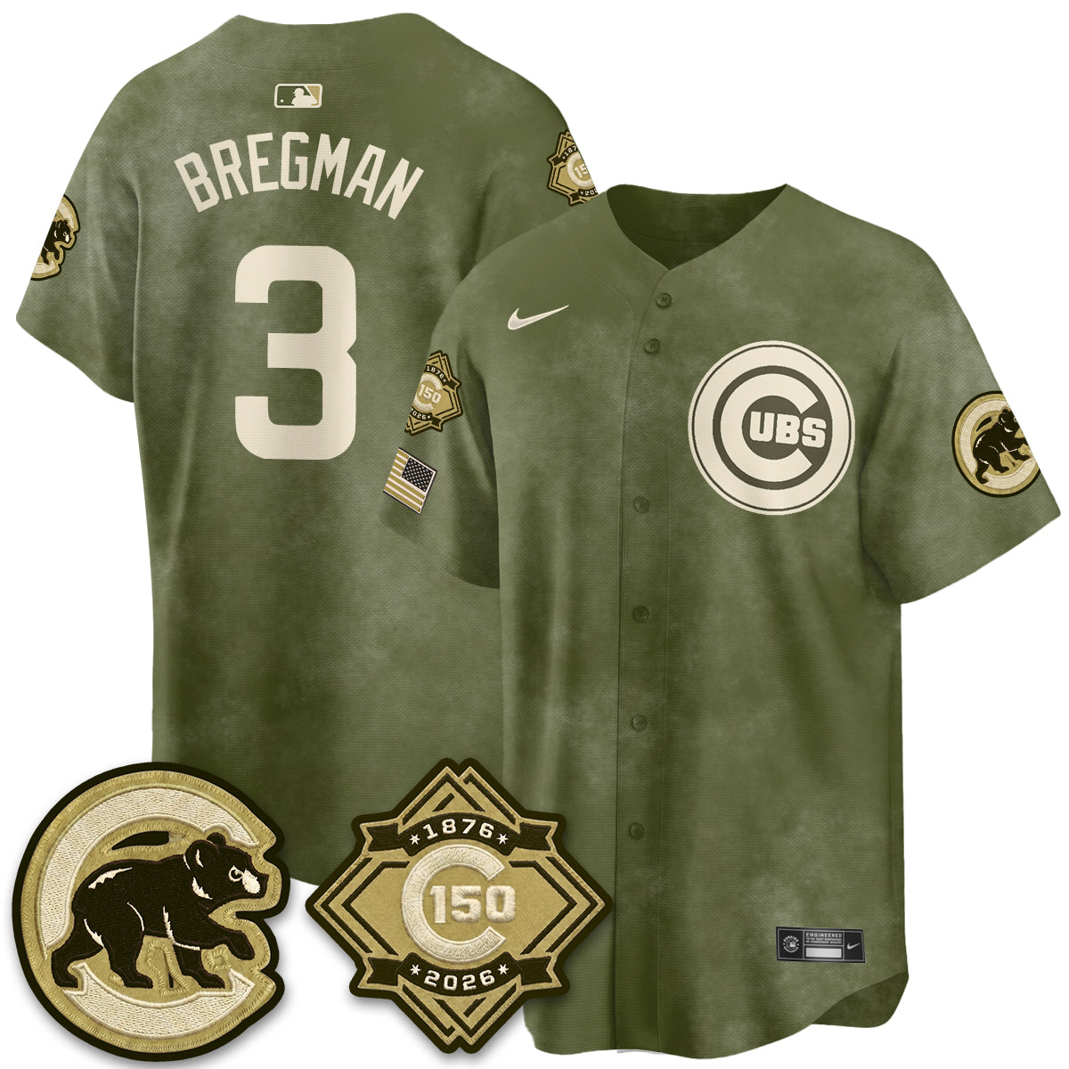 CHC New Era Olive 2026 Armed Forces Day Jersey -Stitched