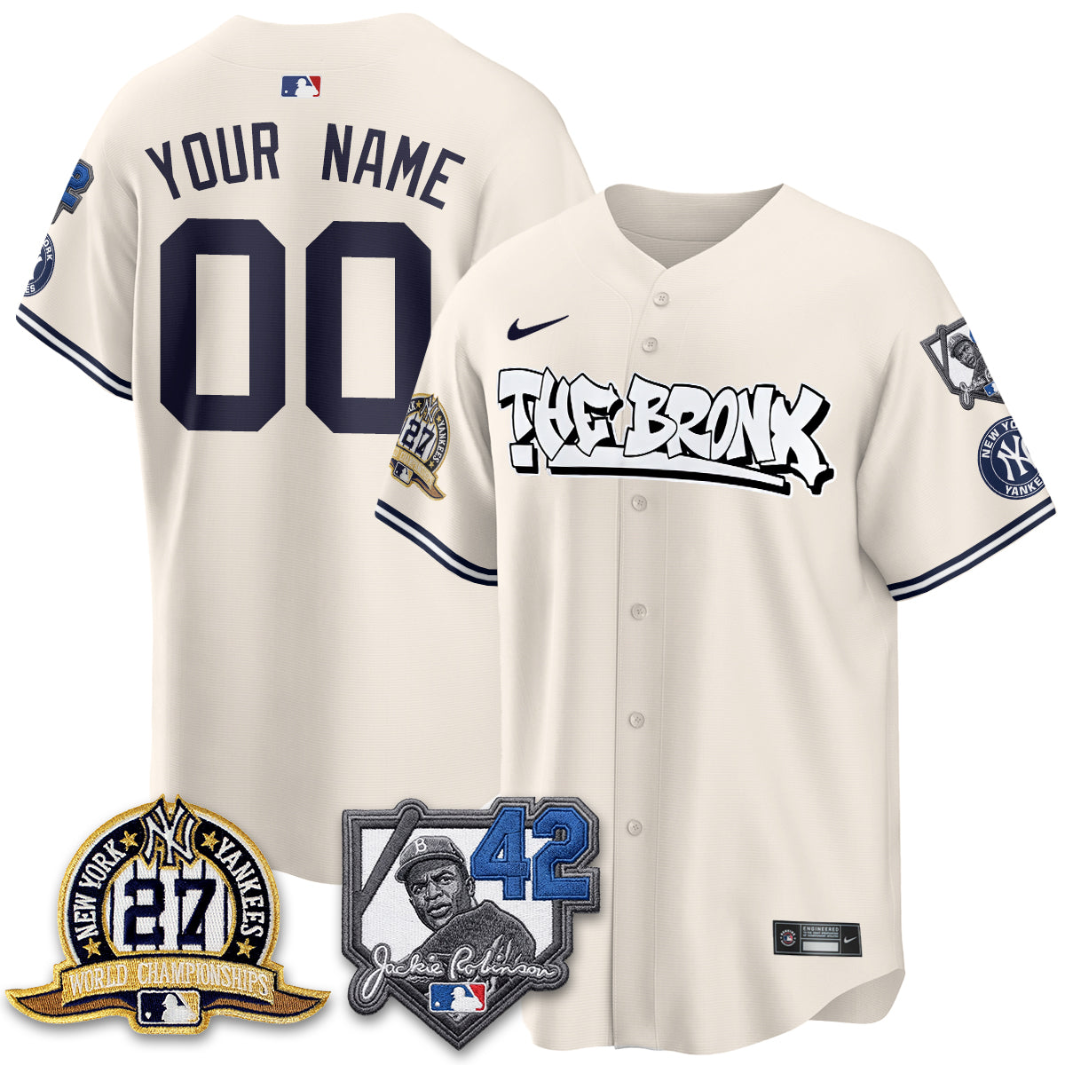 NYY The Bronx 2026 Jackie Robinson Day Vapor Limited Custom Jersey - All Stitched