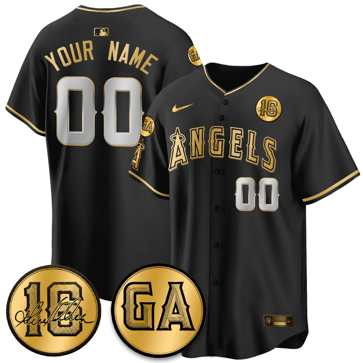 LAA Garret Anderson Tribute Patch Vapor Custom Jersey - All Stitched V2