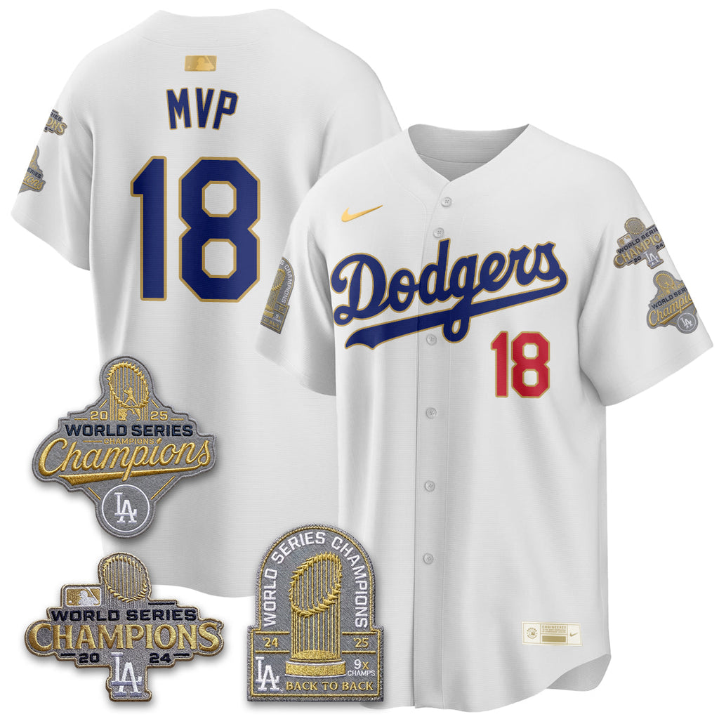 LAD Gold Collection Stadium Vapor Limited Jersey - Back to Back 9x Champs - Stitched