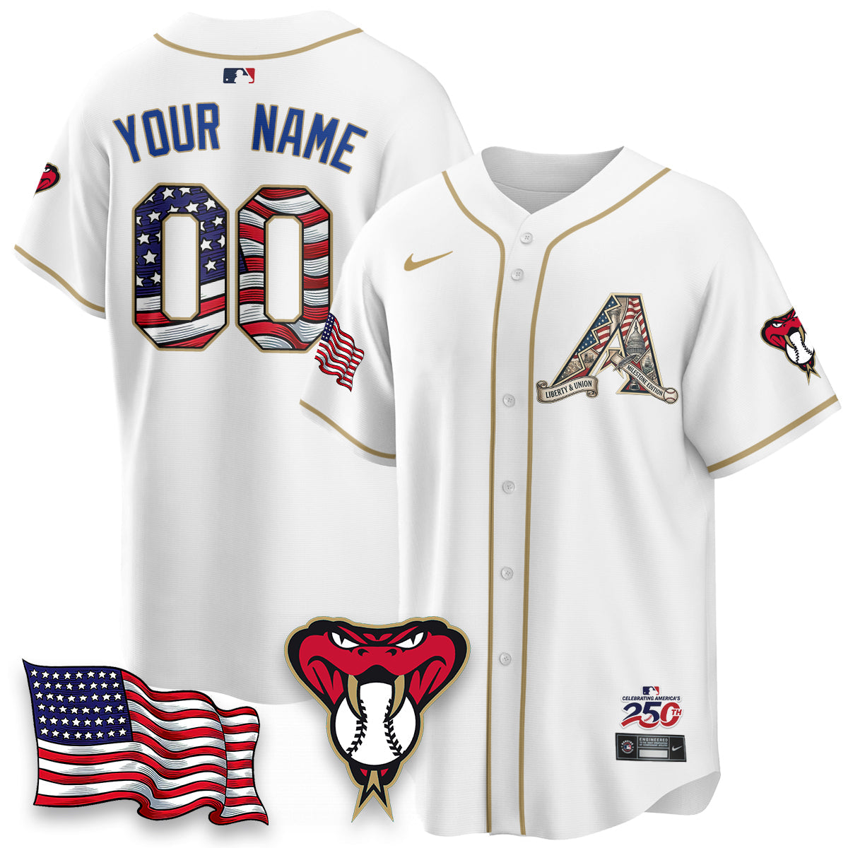ARI 2026 Independence Day USA Vapor Limited Custom Jersey - Stitched