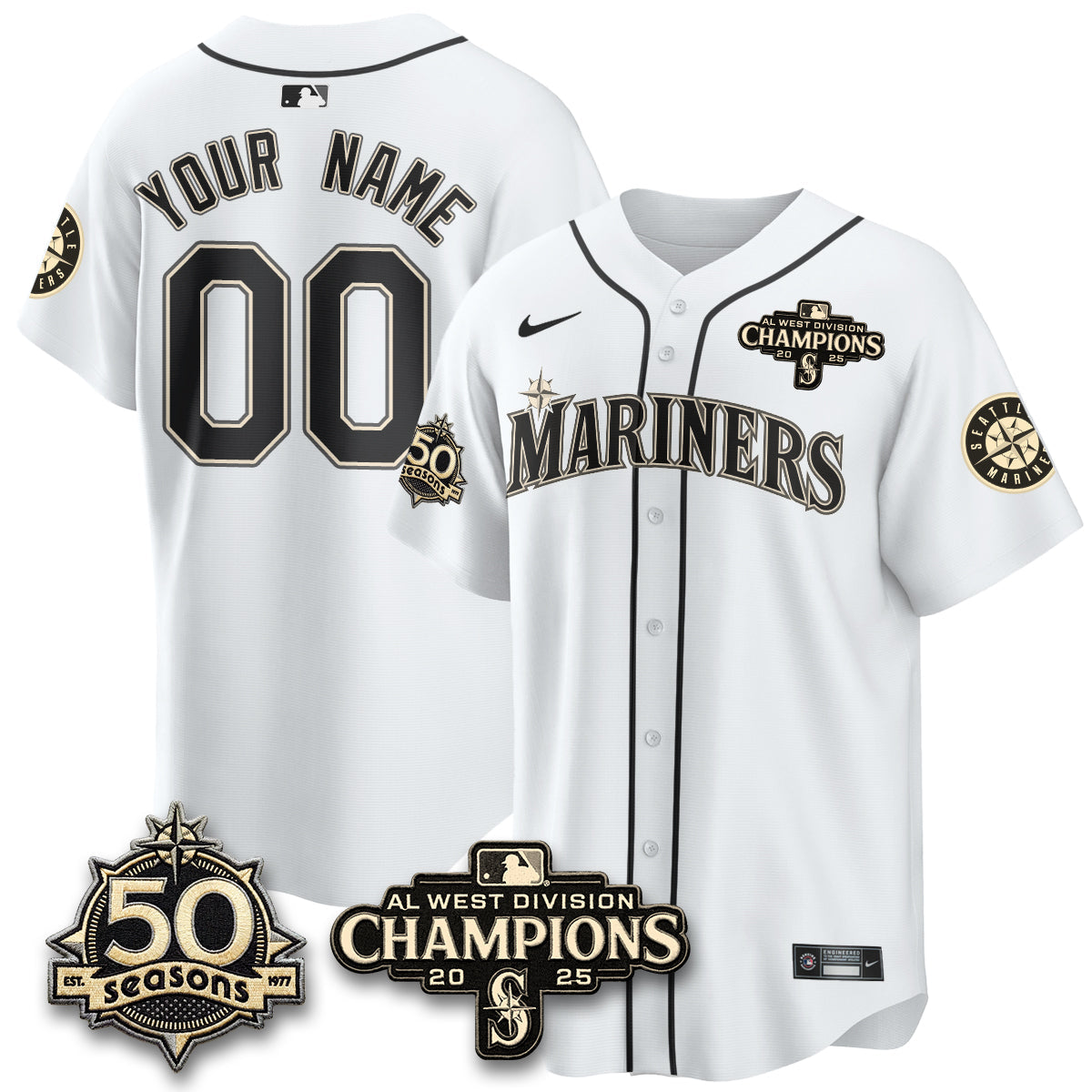 SEA Vapor Premier Custom Limited Jersey - 50th Anniversary & AL West Division Champions - Steelheads Community Funds - All Stitched