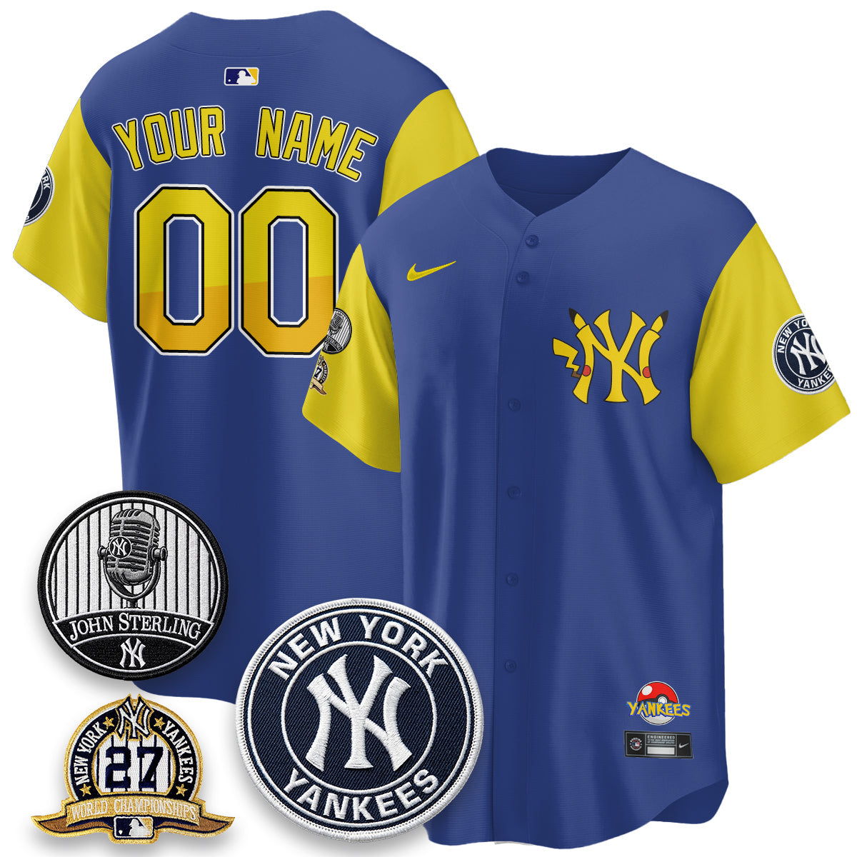 NYY x PKM Cartoon Limited Custom Jersey -  Stitched
