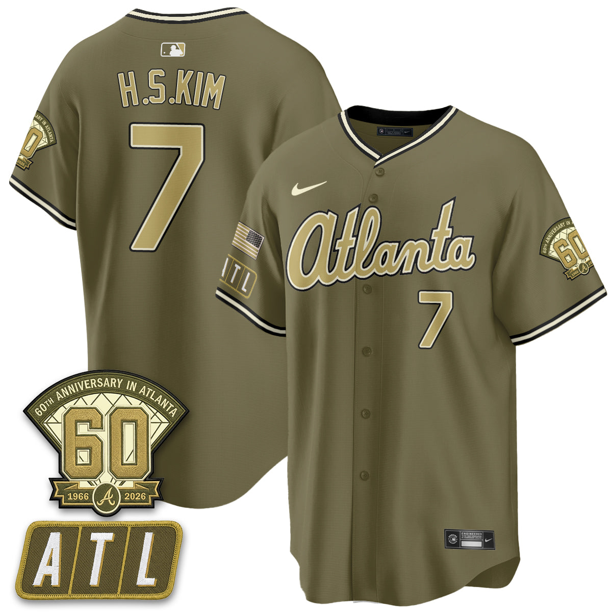 ATL New Era Olive 2026 Armed Forces Day Vapor Limited Jersey - Stitched