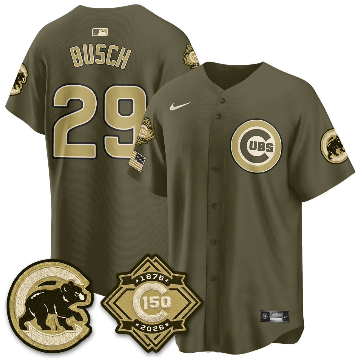 CHC New Era Olive 2026 Armed Forces Day Jersey -Stitched