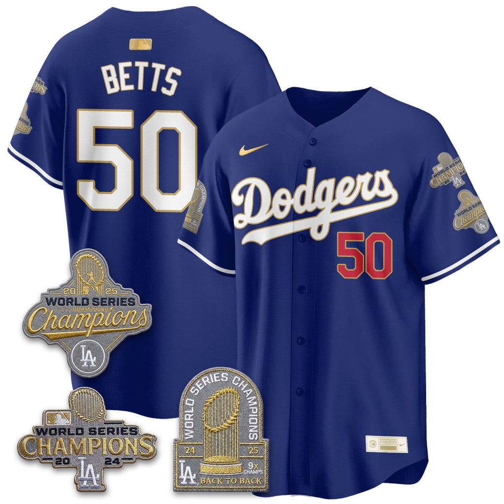 LAD Gold Collection Stadium Vapor Limited Jersey - Back to Back 9x Champs - Stitched