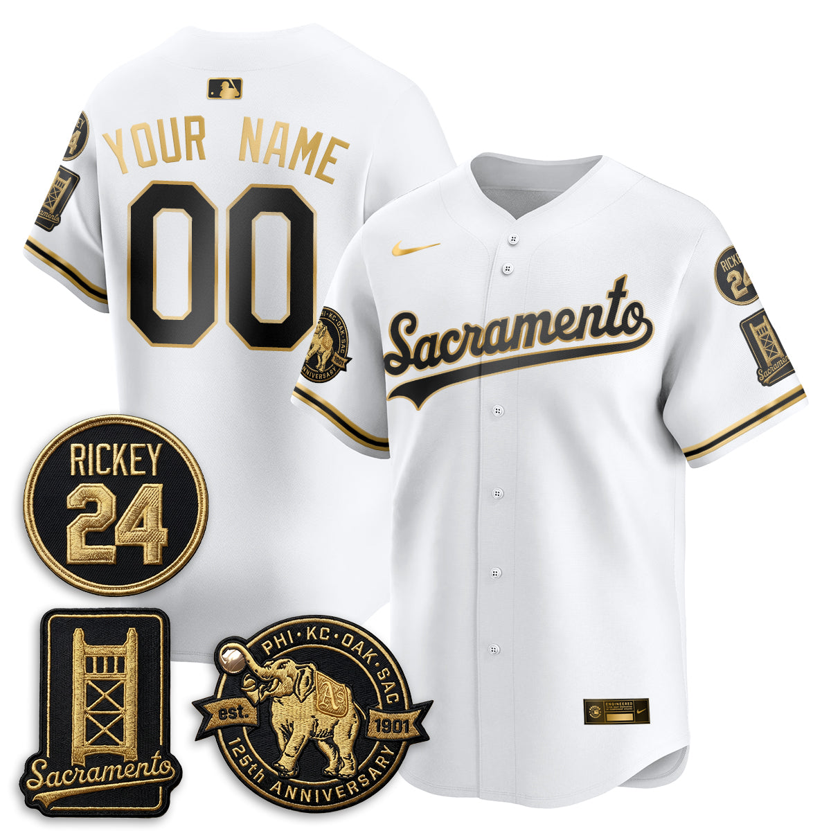 OAK 2026 Alternate Sacramento 125 Years Limited Vapor Gold Edition Custom Jersey - Stitched