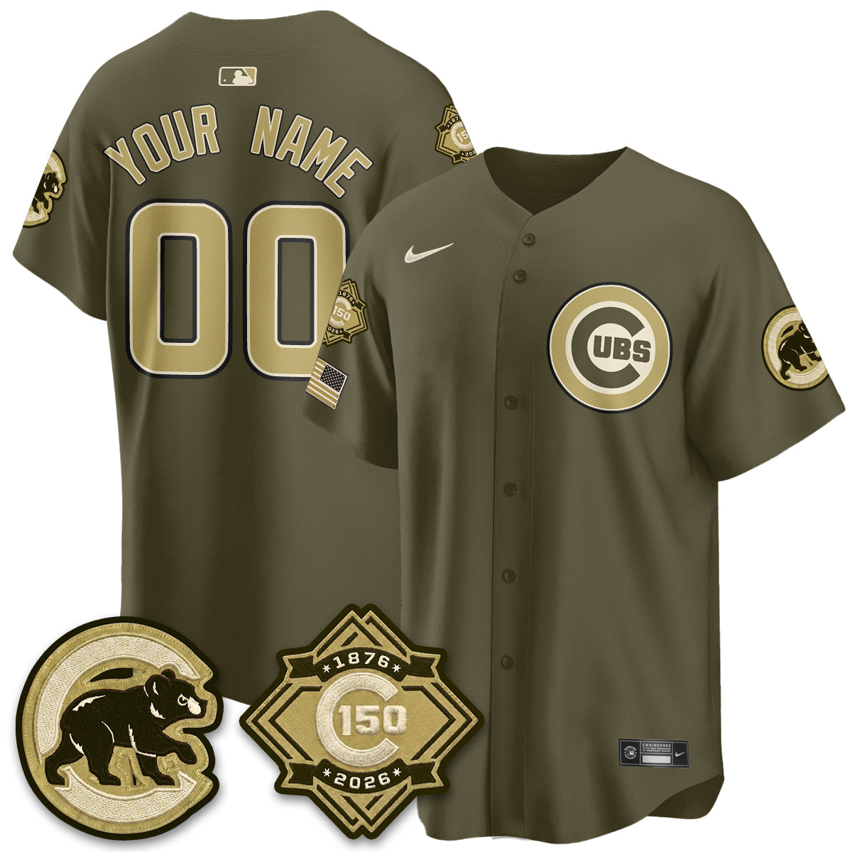 CHC New Era Olive 2026 Armed Forces Day Custom Jersey -Stitched