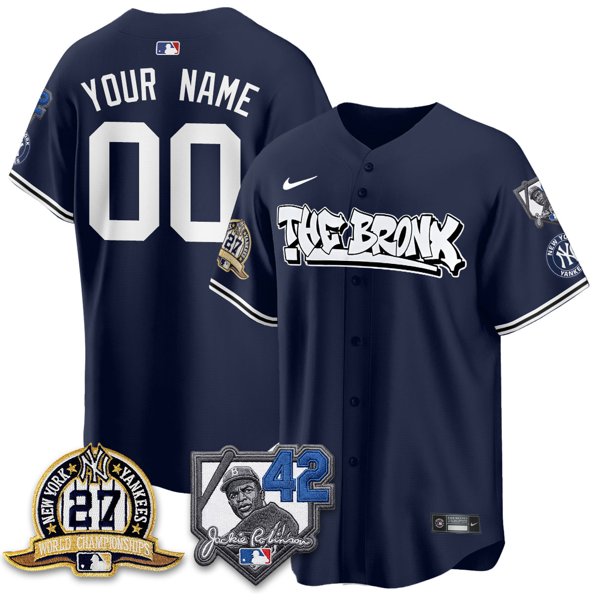 NYY The Bronx 2026 Jackie Robinson Day Vapor Limited Custom Jersey - All Stitched