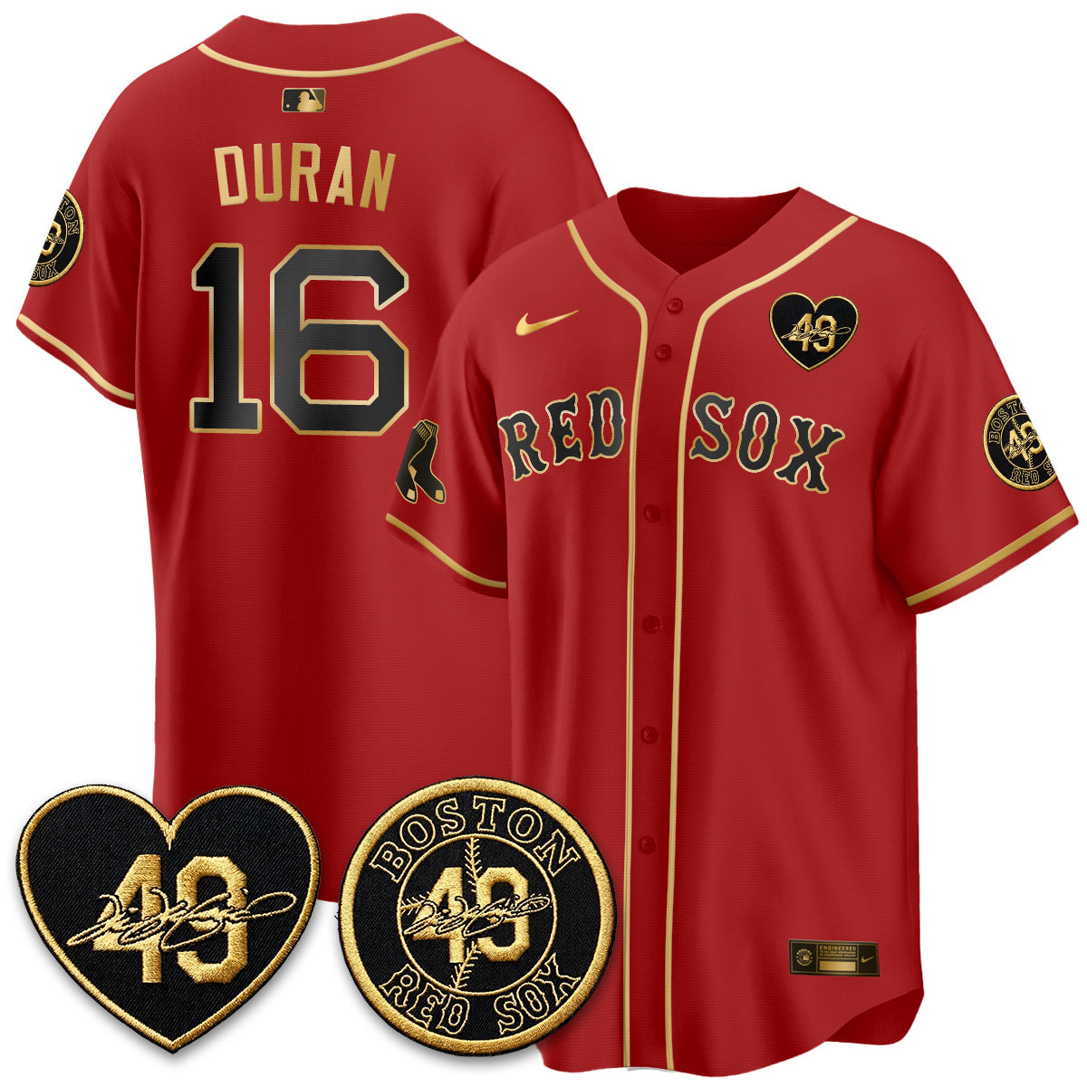 BOS Tim Wakefield Memorial Patch Vaper Premier Limited Gold Edition Jersey - All Stitched