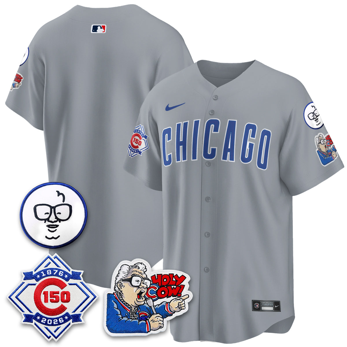 CHC 150th Anniversary Harry Caray Holy Cow Limited Blue Jersey - Stitched V2