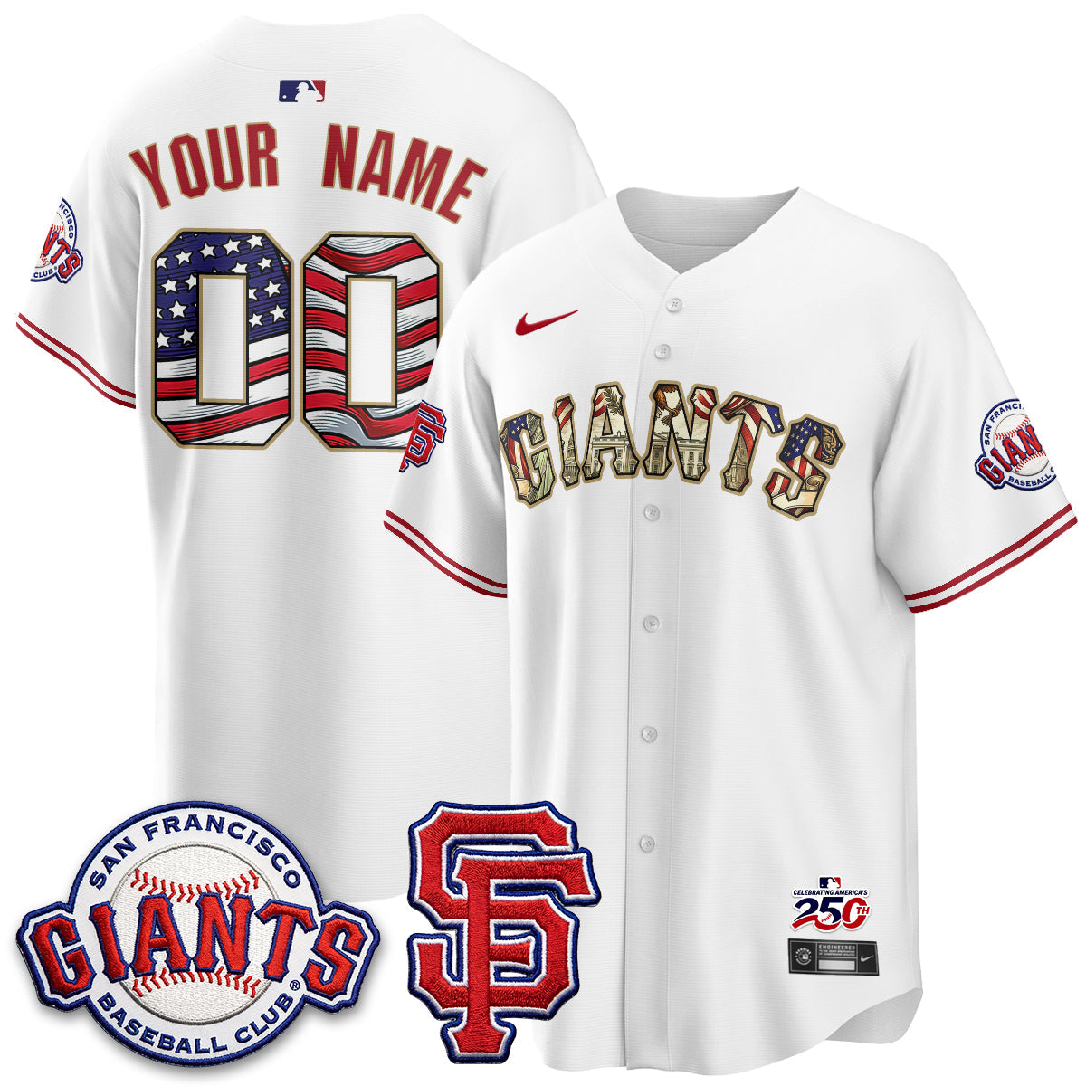 San Francisco Giants2026 Independence Day USA Custom Jersey - All Stitched