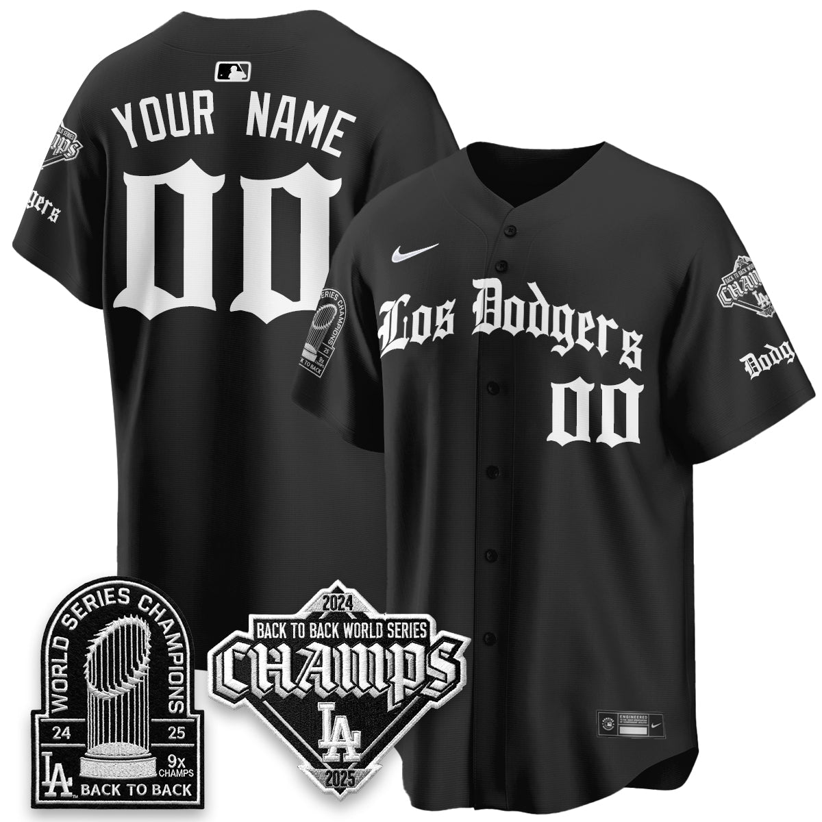 LAD World Series Champions B2B Patch Vapor Premier Limited Gothic Edition Custom  Jersey - Stitched