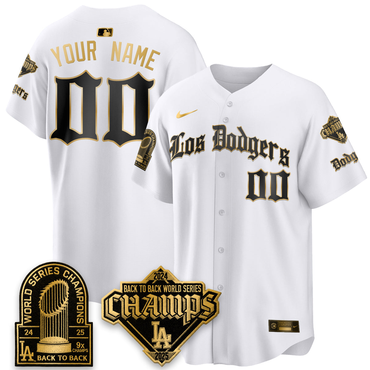 LAD World Series Champions B2B Patch Vapor Premier Limited Gothic Edition Custom  Jersey - All Stitched