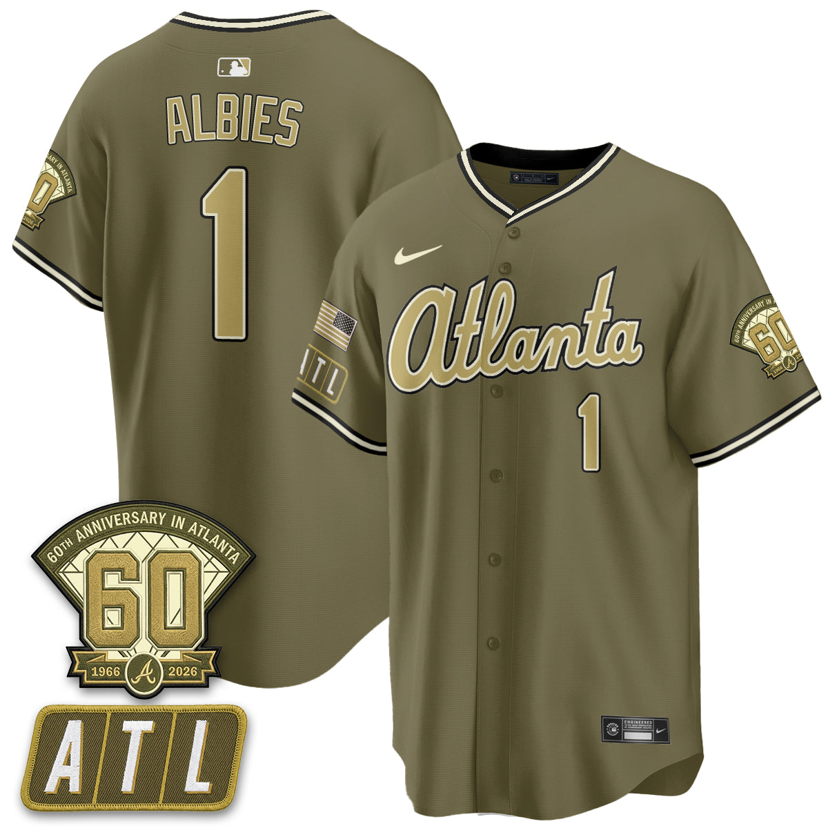 ATL New Era Olive 2026 Armed Forces Day Vapor Limited Jersey - Stitched