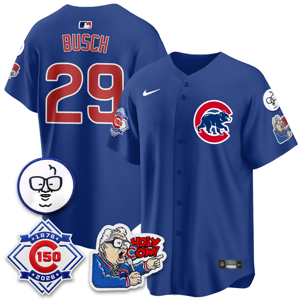 CHC 150th Anniversary Harry Caray Holy Cow Limited Navy Jersey - Stitched V2