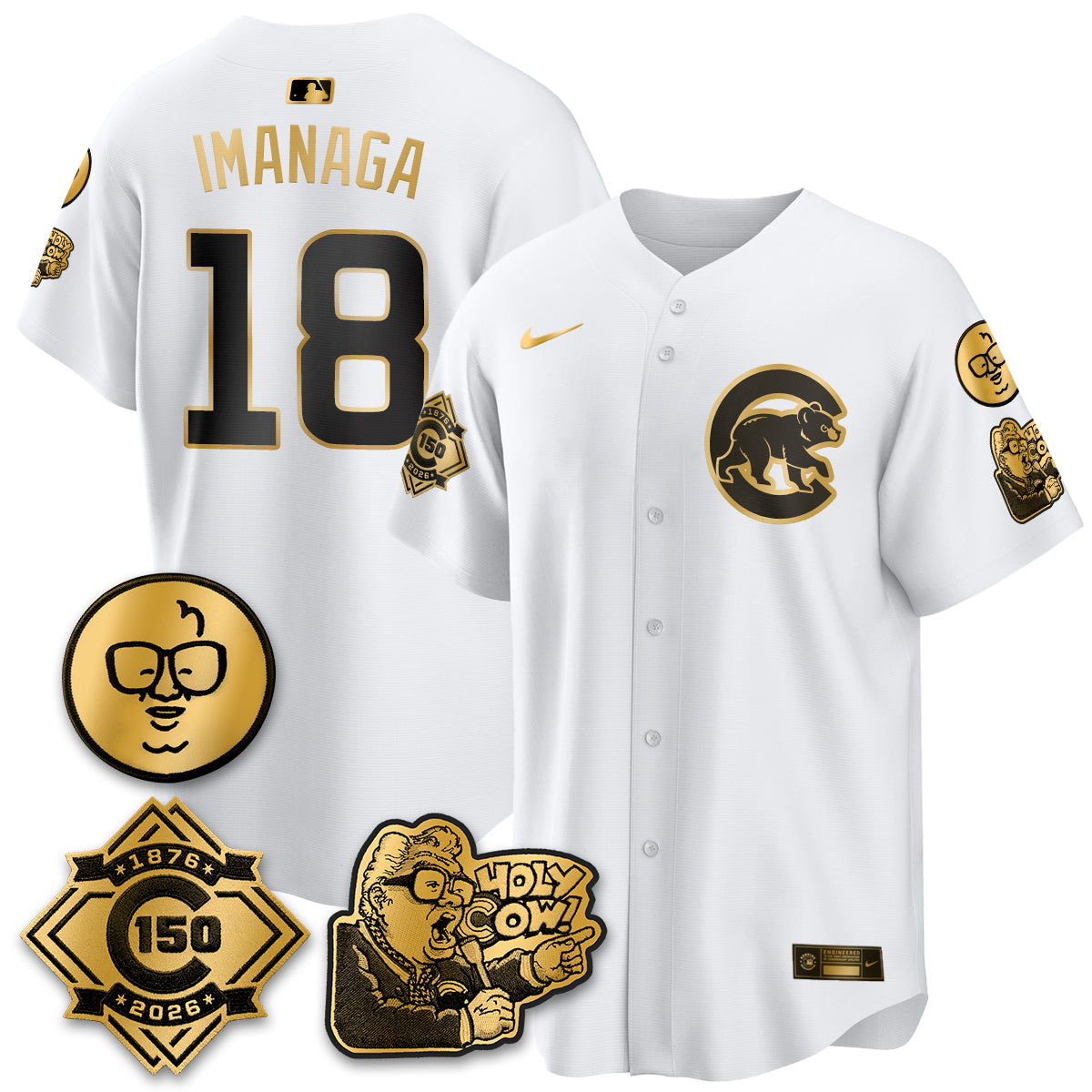 CHC 150th Anniversary Harry Caray Holy Cow Vapor Premier Limited Jersey - Stitched V3