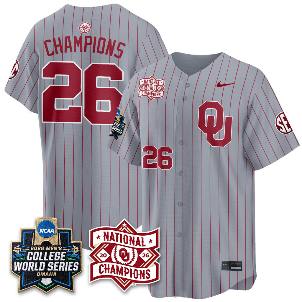 OU 2026 NCAA Baseball College World Series Champions Vapor Jersey - Stitched