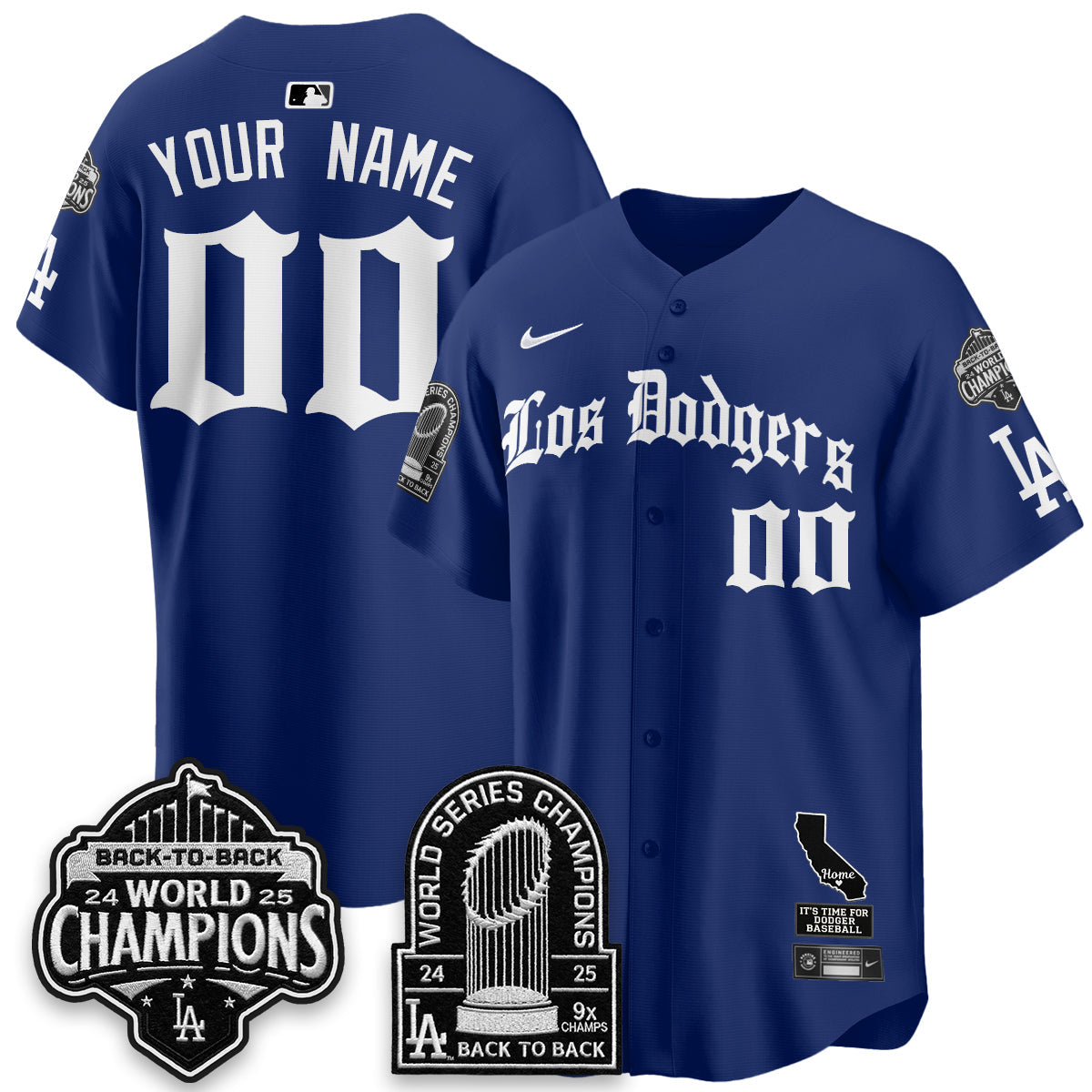 LAD World Series Champions Vapor Premier Limited Gothic Edition Custom Jersey - All Stitched