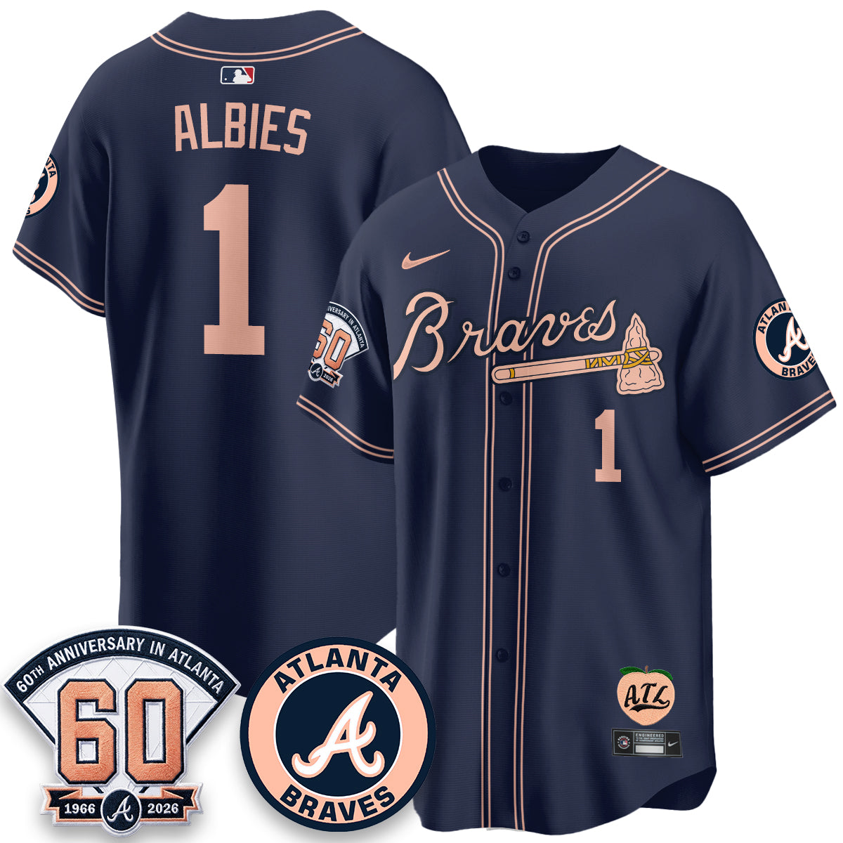 ATL 60th Anniversary Peach Edition Vapor Premier Limited Jersey - All Stitched
