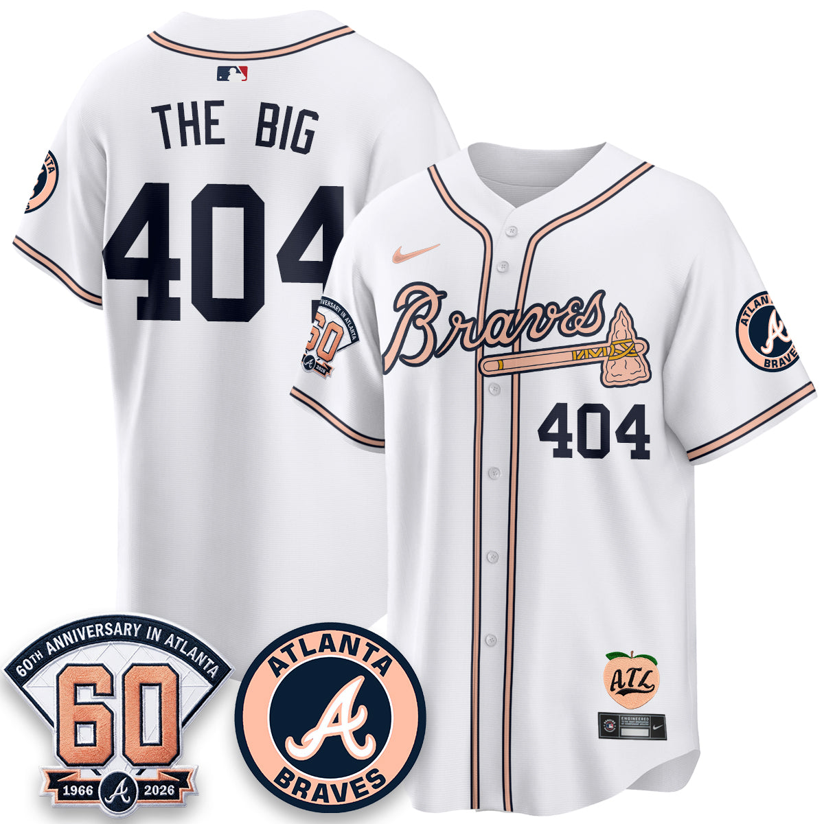 ATL 60th Anniversary Peach Edition Vapor Premier Limited Jersey - All Stitched