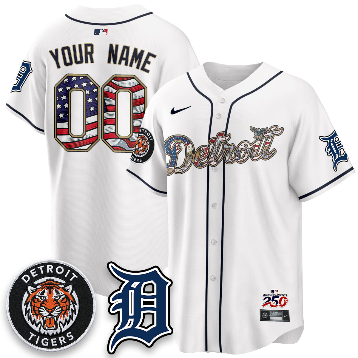 DET 2026 Independence Day USA Vapor Limited Custom Jersey - Stitched