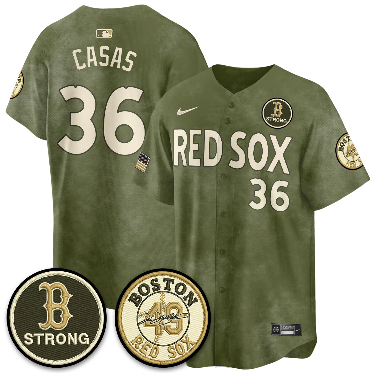BOS New Era Olive 2026 Armed Forces Day Jersey - Stitched
