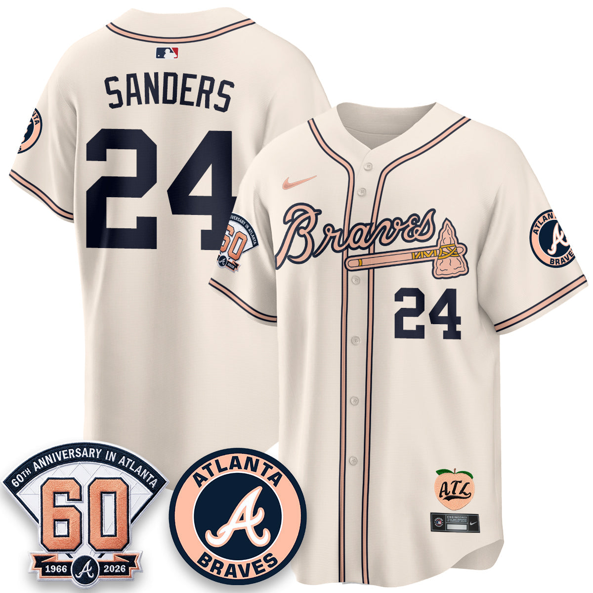 ATL 60th Anniversary Peach Edition Vapor Premier Limited Jersey - All Stitched