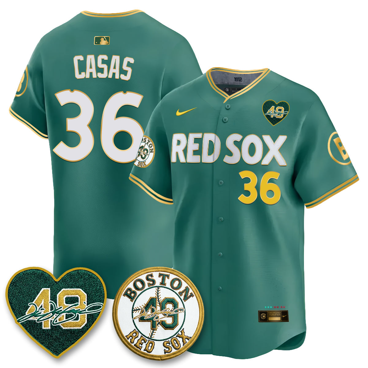 BOS Tim Wakefield Memorial Patch Vaper Premier Limited Gold Edition Jersey - All Stitched