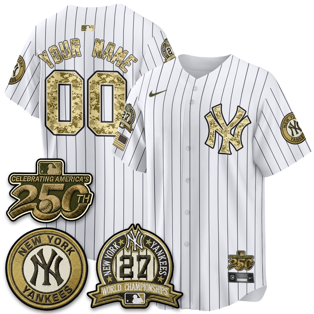 NYY Salute to Service 2026 Vapor Limited Custom Jersey - Stitched