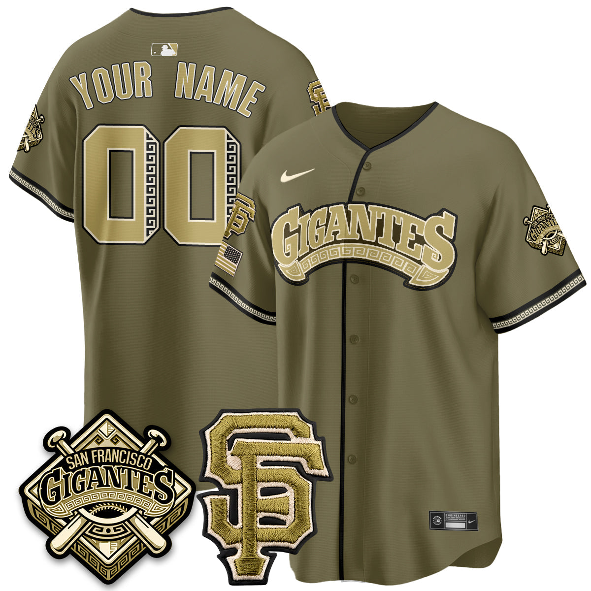 SF New Era Olive 2026 Armed Forces Day Custom Jersey - Stitched
