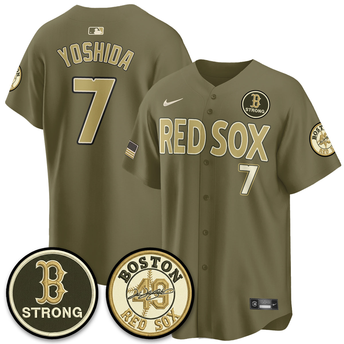 BOS New Era Olive 2026 Armed Forces Day Jersey - Stitched