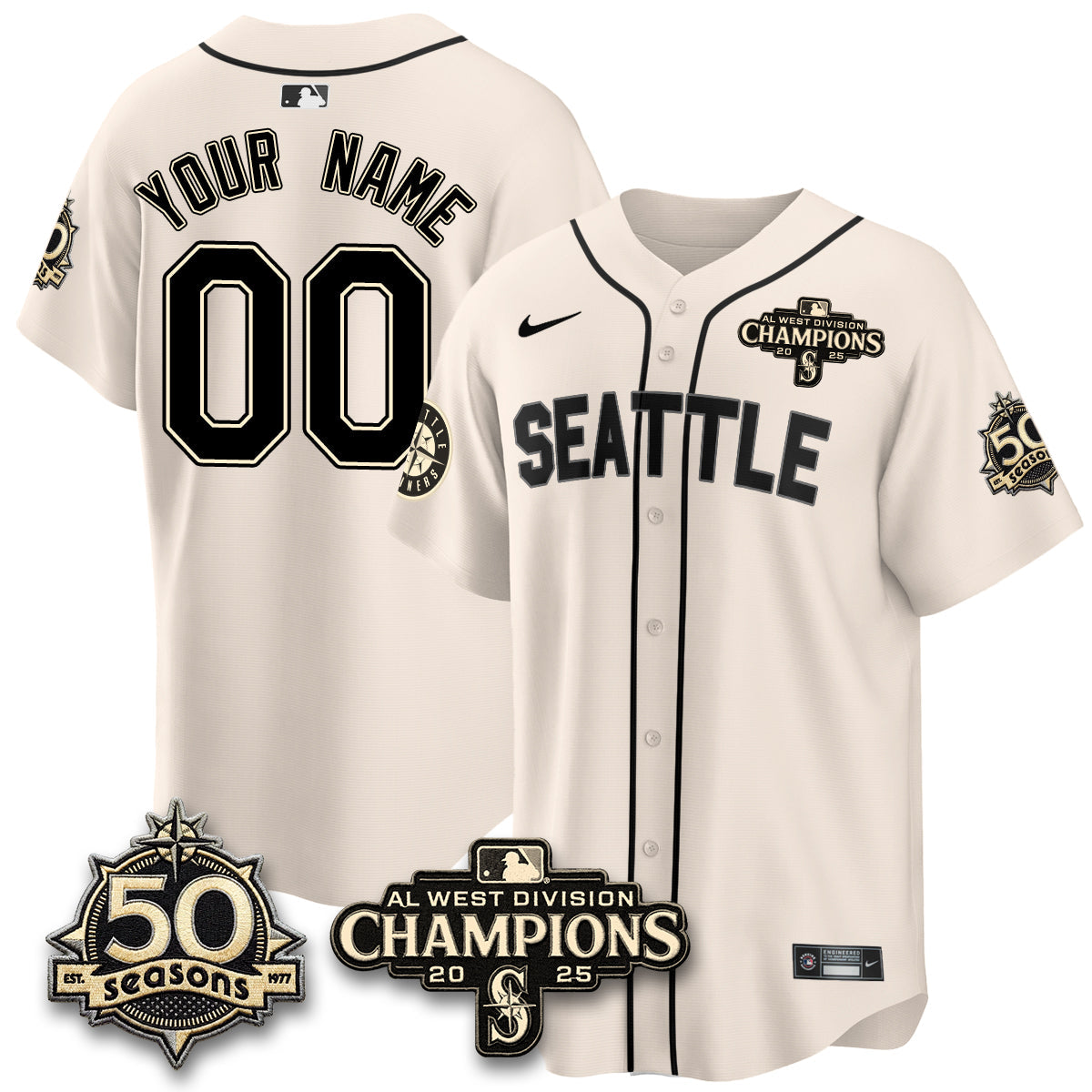 SEA Vapor Premier Custom Limited Jersey - 50th Anniversary & AL West Division Champions - Steelheads Community Funds - All Stitched