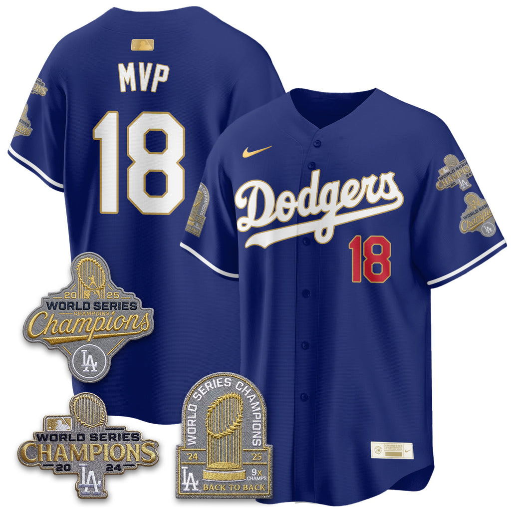 LAD Gold Collection Stadium Vapor Limited Jersey - Back to Back 9x Champs - Stitched