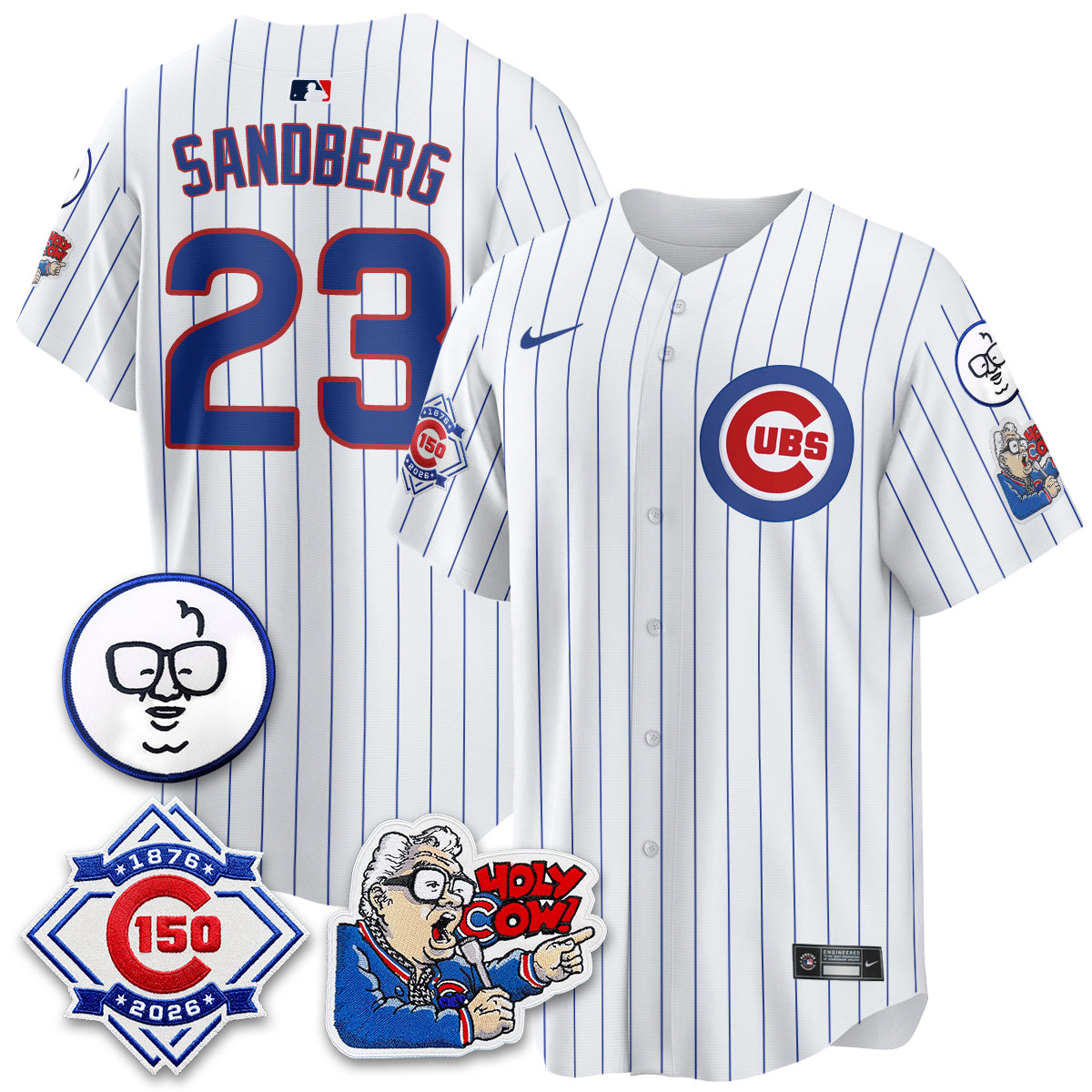 CHC 150th Anniversary Harry Caray Holy Cow Limited Navy Jersey - Stitched V2