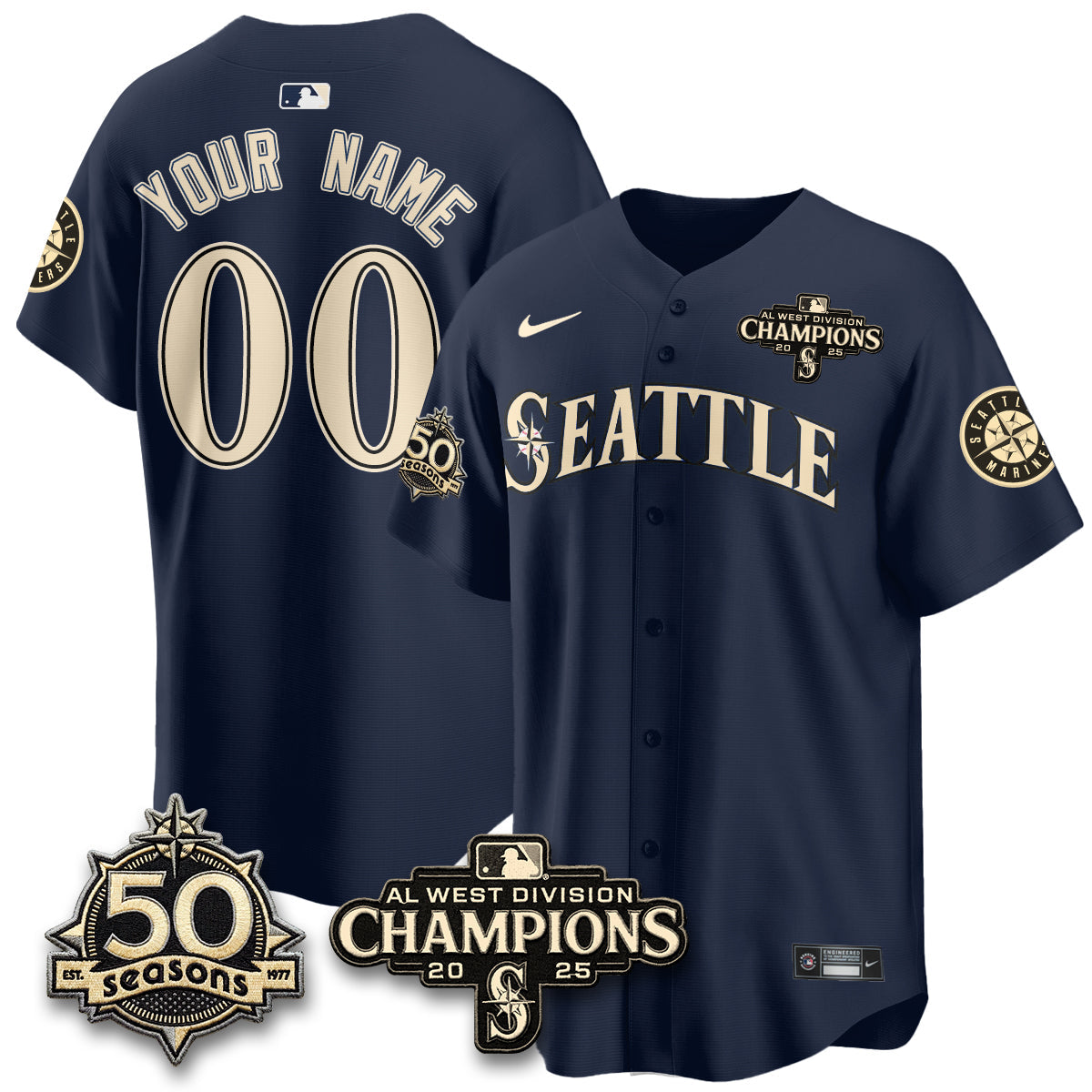 SEA Vapor Premier Custom Limited Jersey - 50th Anniversary & AL West Division Champions - Steelheads Community Funds - All Stitched